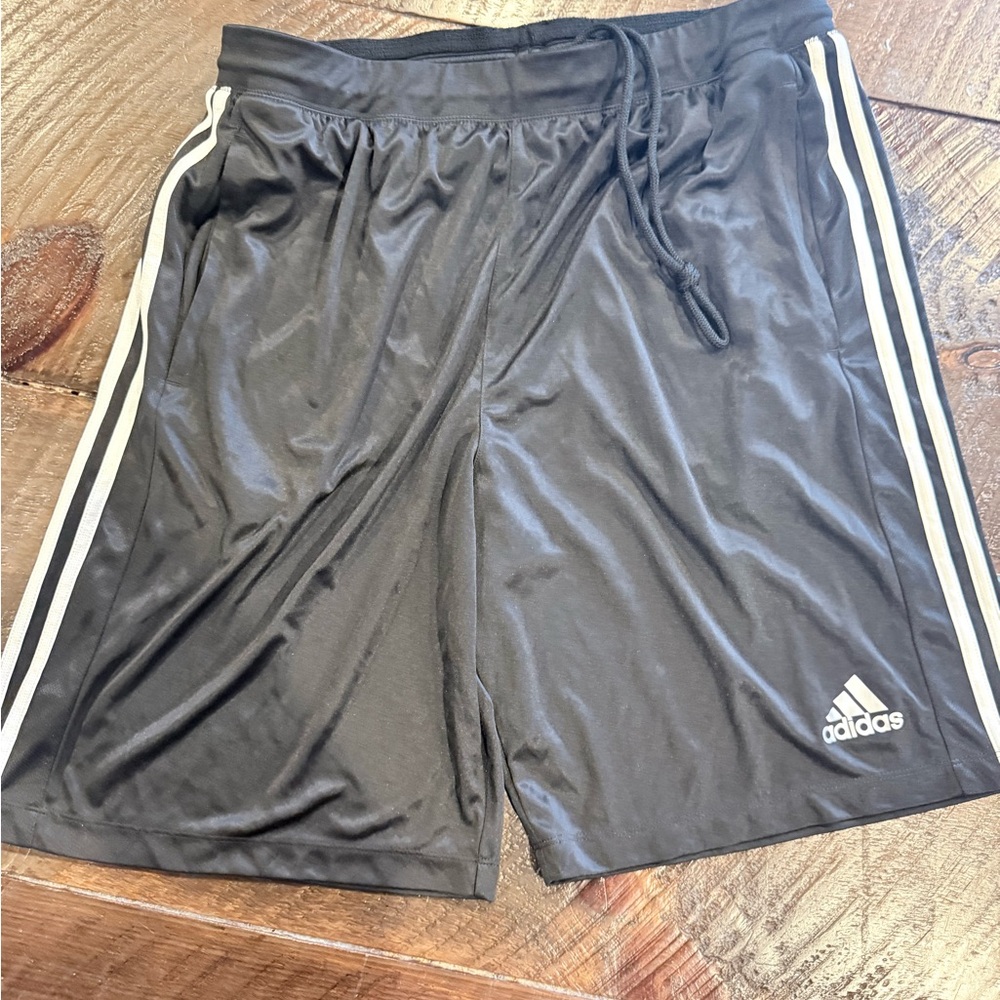 Adidas Men's Black Shorts with White Accents